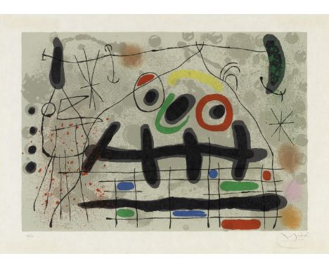 Joan Miró (Spanish, 1893-1983)One Plate, from Le Lézard aux Plumes d'Or (Mourlot 529) Lithograph in colours, 1967, on Japon p