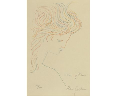 Jean Cocteau (French, 1889-1963)Tête en profil Lithograph in colours, on Arches wove paper, signed and numbered 112/200 in pe