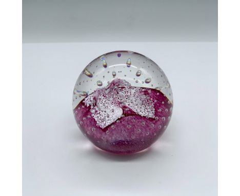 Gorgeous paperweight with a velvet pouch and box which measures 3.75"L x 3.75"W x 6.5"H. Caithness mark on the bottom. Dimens