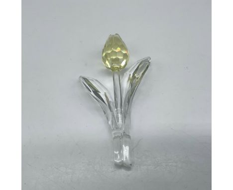 Figure was a renewal gift for members. Lovely smooth crystal stem and leaves with faceted yellow crystal tulip in center. Swa