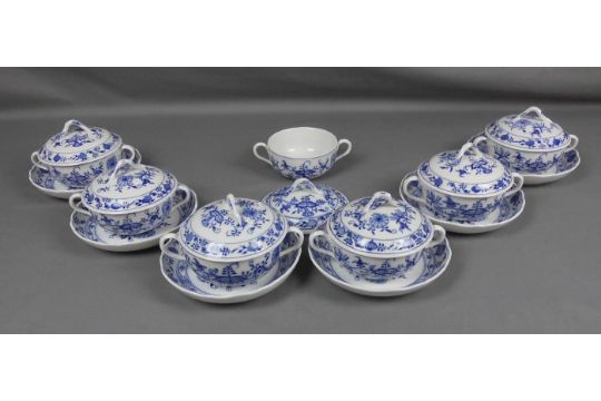 7 Suppentassen Mit Deckel Soup Bowl Porzellan Manufaktur Meissen Unterglasurblaue Schwerterm