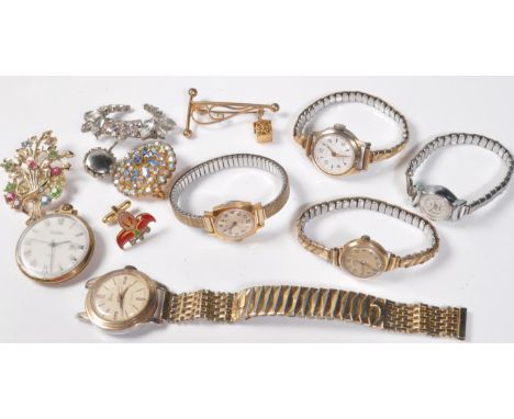 A collection of six vintage retro 20th century ladies and gentlemen's cocktail watches / wristwatch’s to include a Basis Anti