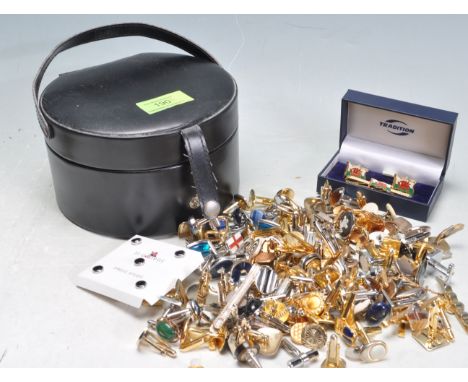 A collection of vintage gentleman's cufflinks to include a wide selection of styles, mostly being yellow metal but some white