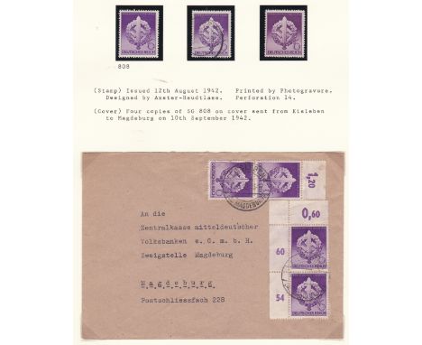 Germany 1942-1944 Field Post Parcel Stamps SG M805-805a m/m; parcel address panel field post 00919 cancel on SG M805 &amp; 78