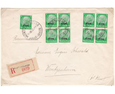 Germany 1940-1941 Alsace Franking &amp; Provisional Cancellations 5 env's each item displayed &amp; described with full detai