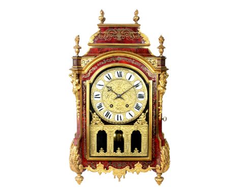A large Louis XIV style ormolu, brass and tortoiseshell Boulle style mantel clock in the Baroque taste - 19th century, in the