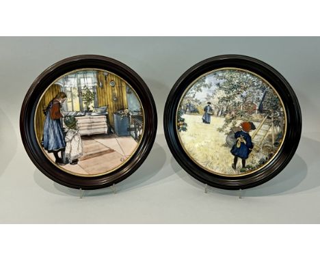 Four Royal Copenhagen Carl Larsson Familiebilleder cabinet plates / wall plaques - in excellent condition in the original box