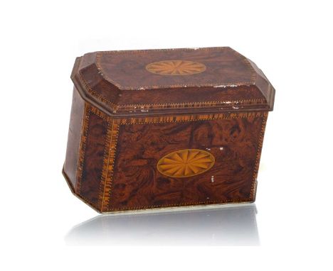 TEA CADDY BISCUIT TIN, WILLIAM CRAWFORD & SON, CIRCA 1930  modelled in the form of an Edwardian caddy in simulated wood and i