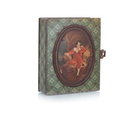 THE RED BOY BISCUIT TIN, HUNTLEY & PALMERS, CIRCA 1920  modelled in rectangular form, the sides decorated in green tapestry s