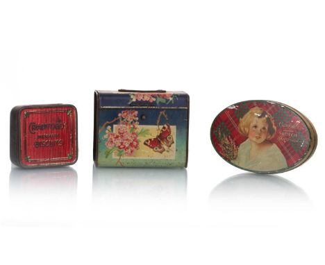 THREE BISCUIT TINS, PALMER BROTHERS AND WILLIAM CRAWFORD & SON LTD, EARLY 20TH CENTURY   one modelled in the form of a child'