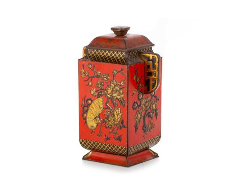 THREE BISCUIT TINS, W&R JACOBS & CO AND MCVITIE & PRICE  one circa 1928, modelled as Chinese-style tea caddy, in black, red a