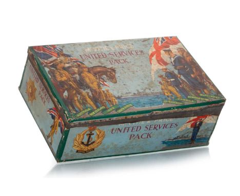 UNITED SERVICES BISCUIT TIN, MCVITIE & PRICE, EARLY 20TH CENTURY  modelled in rectangular form, depicting various scenes from