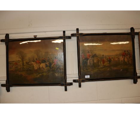 Two hunting prints containing in Oxford frames