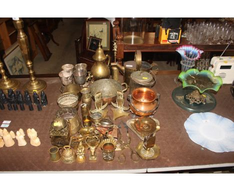 A collection of metal ware to include watering can, biscuit barrel, electric lantern clock, a set of four "The Angel Hotel" g