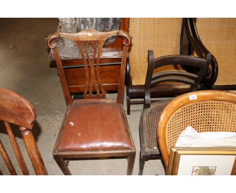 A fruit wood Chippendale design chair and a Regency type sabre legged chair 