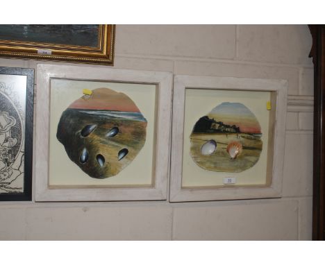 Alison Calvesbert Rearden, mixed media Bawdsey Beach; and another mixed media Bawdsey Marshes, by the same hand