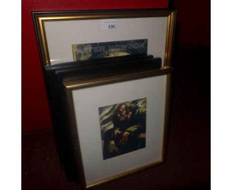 A collection of five Dr Peter Howson prints, framed