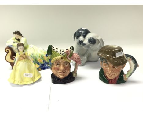 A pair of Royal Doulton character jugs; The Poacher & The Ugly Duchess along with a small collection of other ceramics.