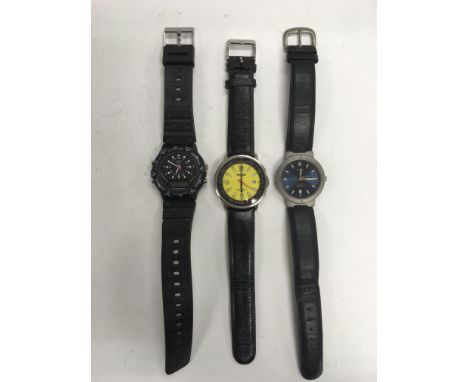 Three Gents wristwatches comprising a Wrangler, Lorus and a Timex (3).