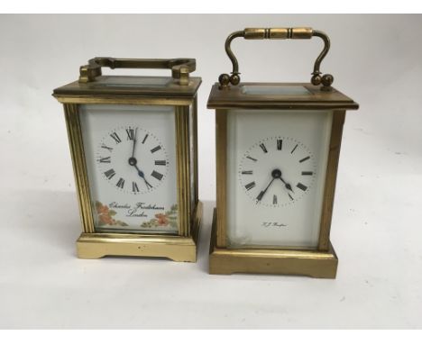 Two brass case carriage clock with Roman numerals
