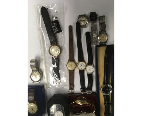 A collection of gents wristwatches including timex