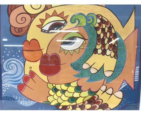 A pair of framed limited edition signed prints by Petra Peschkes. Size approx 56x56cm