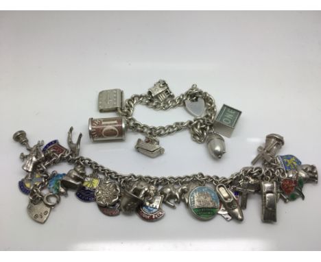 A silver charm bracelet and one other having sterling silver examples (2).