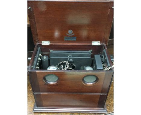 A Vintage Mahogany cased Marconiphone V2A radio in orgional box.