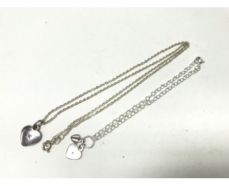 A diamond and silver necklace with bracelet. NV Sterling. Weight approx 6.7g