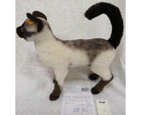 Unboxed Steiff Kiki Cat with ear tag, together with purchase receipt dated 2016 for £108