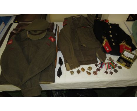 Assorted militaria including medals (The 1939-1945 Star, The Africa Star with 1st Army clasp, The Italy Star, The France and 