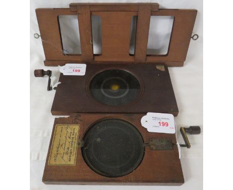 Two mechanical magic lantern slides of astronomical interest - the first showing the celestial sphere and with a paper label 