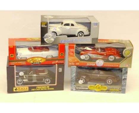 Boxed 1:18 Scale American Vehicles, A collection of vintage models including Majorette 4405 1955 Cadillac Eldorado, Motor Max