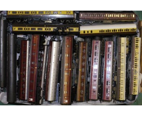 00 Gauge unboxed Passenger and Goods Rolling stock by various makers,  Hornby, LMS maroon coaches (6), BR blue/grey (4), Tri-