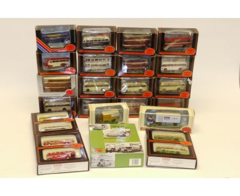Exclusive First Editions, A boxed collection of 1:76 scale vintage and modern single deck buses, coaches and trams, including