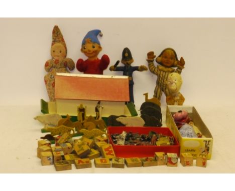 Wooden Noah's Ark Pelham Puppet and others, A painted wooden Noah's Ark with a selection of two dimensional animals, and a bo