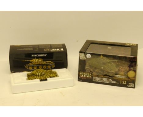 Minichamps and Forces of Valor Tanks, A boxed duo comprising 1:35 scale Minichamps T34/76 'Captured' tank Russia 1943 togethe