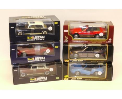 Boxed 1:18 Scale German Vehicles, A collection of vintage and modern vehicles, including Mercedes examples by Revell ( 08919,