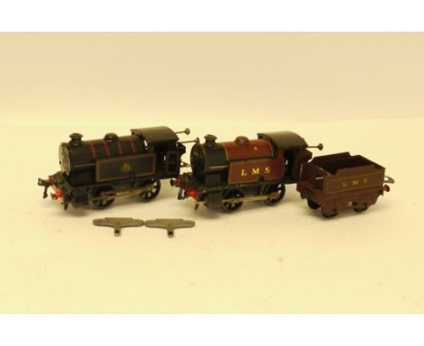 Hornby O Gauge Post-war Clockwork Tank Locomotives, comprising No 101 LMS tank 2270 with matt crimson finish, G, a few scratc