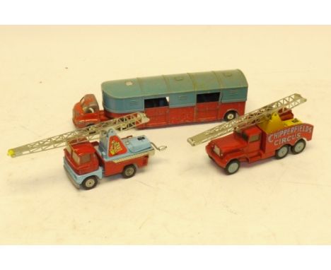 Playworn Corgi Chipperfield's Circus, A trio, comprising, a Big Bedford tractor unit and articulated horse box, Scammell hand