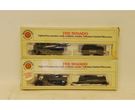 Boxed American HO Gauge 'Mikado' Locomotives by Bachmann, comprising Union Pacific 2-8-2 no 2528 and tender, with electronic 