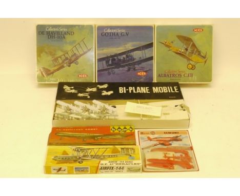 Constructed and Unmade Model Kits, A collection of vintage aircraft and vehicles constructed from kits including competition 