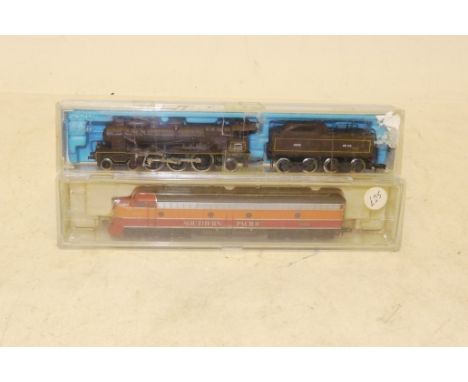Lima and Like-Like N Gauge Locomotives,  Lima Nord brown 4-6-2 Pacific Locomotive (smoke deflectors loose in box) and Life -L
