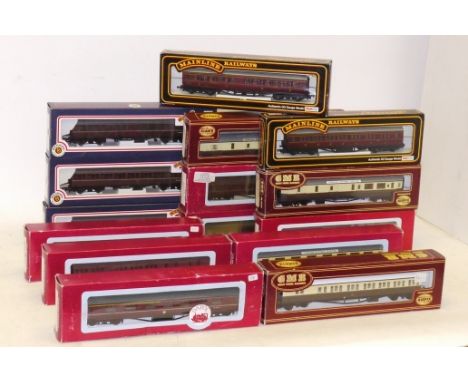 Bachmann Airfix Dapol and Mainline 00 Gauge Coaches,  Bachmann BR maroon 57' Suburban (3), Dapol LMS Suburban (1) and BR maro
