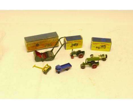 Post war Diecast Models, Including boxed examples, comprising a Dinky 751 Lawn Mower, and a  Lesney Y-1 Alchin traction engin