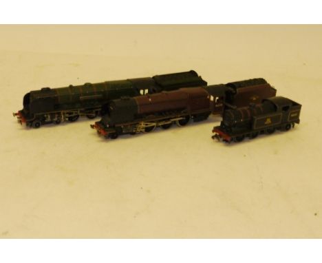 Unboxed Hornby-Dublo OO Gauge 2- and 3-rail Locomotives, comprising detailed/renumbered 2-rail LMR crimson 46238 'City of Car