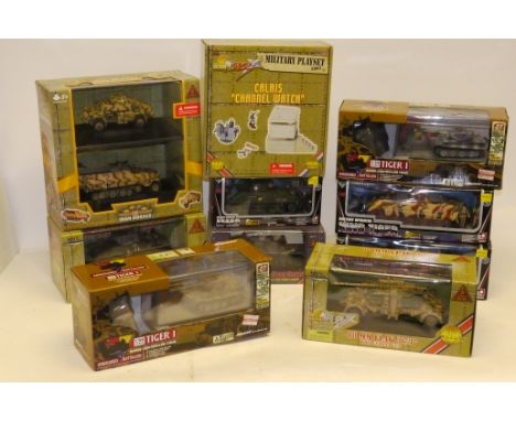 Boxed Modern Military Models, A collection of 1:32 scale and smaller WWII era Allied and Axis vehicles and figures, some batt