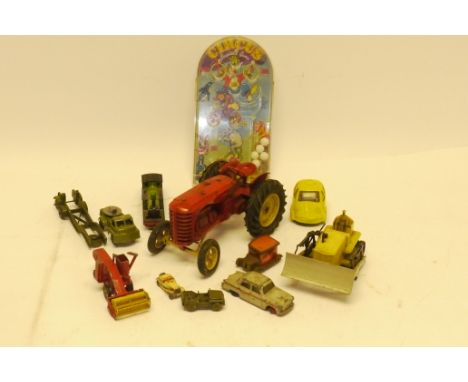 Post war Playworn Diecast Vehicles, A group of vintage commercial and private models, including a Moko Lesney 745D Massey Har