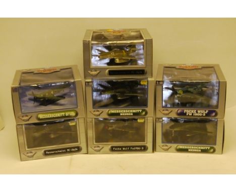 Boxed WWII Aircraft, A boxed group of 1:48 scale German aircraft by Air Signature, Messerschmit and Focke Wulf, G-E, Boxes F-