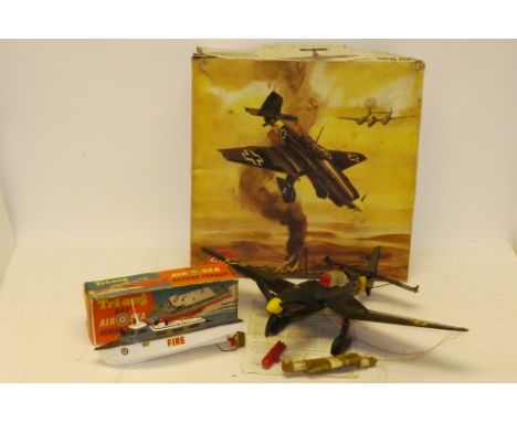 Cox Stuka and Tri-ang Tender, A JU87D ready to fly plastic thimble dome Stuka dive bomber with 290 special engine by Cox Cali